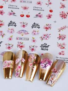 SWEET TREND Adesivos de Arte de Unhas com Transferência de Água Floral em 2 Cores, 24 Estilos Incluindo Rosa, Flor de Pêssego, Flor de Cerejeira, Padrões de Borboleta, Adesivos de Decoração de Unhas DIY, Acessórios de Arte de Unhas - Multicolorido - Visão 7