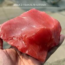 1件水晶原石櫻桃石，粗糙天然櫻桃石，櫻桃原石，仿紅色玻璃，人造紅色釉面玻璃 - 紅色 - 查看 4