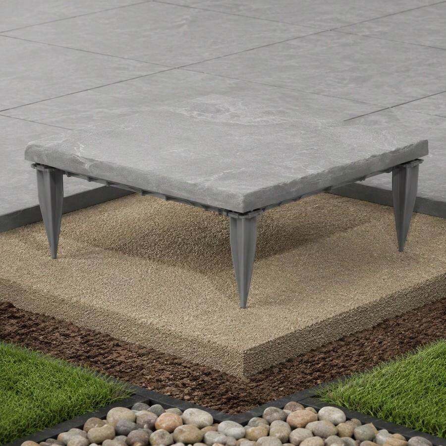 Garden Stepping Stones, 16 Pieces, 395x395 Mm, Decorative Paving Slab With Stakes, Plastic Paving Stones, Stone Slab Made Of PC+ABS Resin, Stone Look For Lawns, Patios, Grey-XY656165 - Multicolor - View 1
