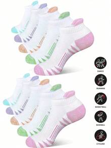 1/5 Pasang Kaos Kaki Pendek Olahraga Wanita, Kaos Kaki Kompresi Lari, Nyaman & Lembut - MultiWarna - View 2