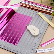 3pcs/Set Quick Trimmer For Foil And Paper With Blade; Self Healing Mat +Trimmer Plate+Cutting Blade Easy Sentiments Strips Trimming Tools;Craft Foil Paper Cutters Art Supplies - A - View 6