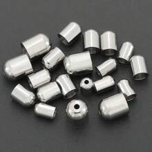 10pcs Stainless Steel Rope End Caps DIY Handmade Bracelet End Accessories Approx. 3mm/4mm/5.5mm Hollow Hole Leather Rope Braided Rope End Stoppers Suitable For DIY Bracelets Necklaces Phone Chains Wire End Fixing Buckles Jewelry Connector Parts Rope And Shoe Accessories Materials DIY Jewelry Making Rope End Accessories - Round Head Bucket Buckle - View 11
