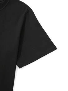 T-shirt uomo taglie forti con stampa "CHICAGO ILLINOIS 50.39meter", girocollo, maniche corte, comoda e casual per l'estate, T-shirt con stampa grafica taglie forti. - nero - Visualizzare 4