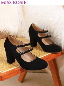 [MISS ROSIE]2026 SS New Arrival: Elegant Women's Mary Jane Heels In Multiple Colors, Round Toe With Single T-Strap. Local Stock Fast Delivery In 3 Day - 黑色 - 查看 5