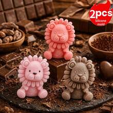2pcs Silicone Mold Cute Little Lion Scented Candle Mold | Elastic Heat-Resistant Non-Deforming | Easy Release, Suitable For Epoxy Resin And Cement Handmade Crafts - Two Lion Molds, One With a Large Mouth and the Other With a Small Mouth. - View 1