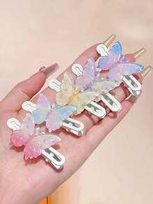 10/5pcs/Set Iridescent Transparent Hair Clips, Butterfly & Flower Designs, Clear Sweet Cute Hair Accessories - Suitable For Girls And Teenagers, Perfect For Daily Wear, School, Vacation, Commuting, Spring Outings, Photography And More - Multicolor - View 6