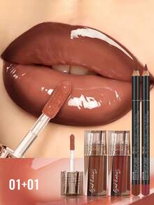 Pudaier 4-Piece Lip Liner & Lip Gloss Set - Silky Precise Lip Liner & Moisturizing Lip Gloss, Create Stunning Glow - Multi-Color Versatile Lip Makeup, Suitable For Daily Looks, Parties And Vacations - 4PCS - View 10