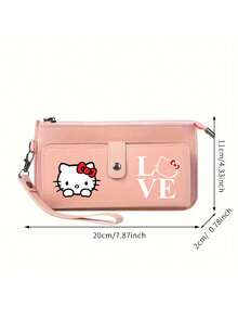 SANRIO 1件 Hello Kitty 印花長款錢包，大容量手拿包附腕帶，含卡槽、零錢袋與拉鍊開合，適合日常出行 - 彩色 - View 5