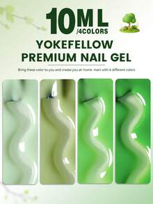 YOKEFELLOW 10ml 果凍綠凝膠指甲油，春夏淺綠半透明風格美甲沙龍DIY及女孩禮物半透明凝膠指甲油 - 彩色 - 查看 2