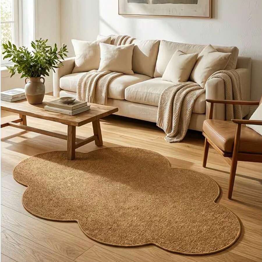 1件裝 可水洗防滑米色鳳梨圓形裝飾地毯，仿麻編織 3D 紋理觸感豐富，耐磨防滑機洗易清潔，極簡侘寂風，特別適合寵物家庭，適用室內外客廳、臥室、玄關、餐廳、廚房、陽台等生活場景，四季通用，地毯、客廳地毯、廚房墊、臥室地毯、浴室墊、臥室裝飾地毯、客廳地毯、廚房地毯