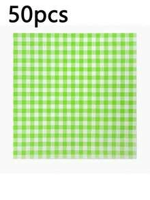 50pcs Checkered Wax Paper, Square Greaseproof Paper For Baking Cakes And Decorating, Macaron-Colored Food Wrapping Paper, Sandwich Wrapping Greaseproof Paper. Suitable For Barbecues, Picnics, Festival Parties, And Fast Food. - Multicolor - View 11