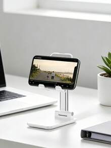 1pc Fully Adjustable Desktop Phone Stand - Dual Folding Design, Universal Fit For All Phone Models, Stable Desktop Stand, Suitable For Personal Use And Gifts, Adjustable Phone And Tablet Stand Combo - Support - View 8
