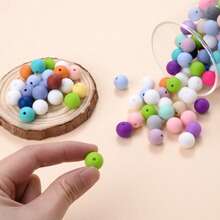 50-100pcs, 9mm/14mm/19mm Mixed Color Silicone Round Beads, DIY Bracelet Necklace Accessories Loose Beads - Multicolor - View 3