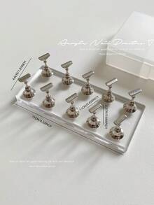 3D Resin Acrylic Rectangular Right-Angle Ripple Base Nail Art Display Stand With Aurora White, Purple, Pink, Champagne, Alloy Gold And White K Finger Holder Practice Tray Set, Korean-Japanese Style Floral Laser DIY For Home, Outdoor, Women, Mom, Sister, Wife, Girlfriend, Wedding, Nail Salon, Beauty Parlor, Valentine's Day - Multicolor - View 16