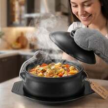 1 Pcs Korean Stone Pot Clay Cooking Pot Set, 38 Oz Heat Resistant Ttukbaegi, Ceramic Dolsot Bowl With Lid And Trivet, Ideal For Bibimbap, Korean Soup, Stew, Ramen And Rice - View 8