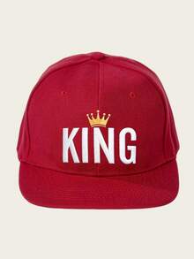男士 KING 字母刺繡嘻哈帽，可調節防曬平帽簷棒球帽，街舞帽 - 皇冠 - 查看 7