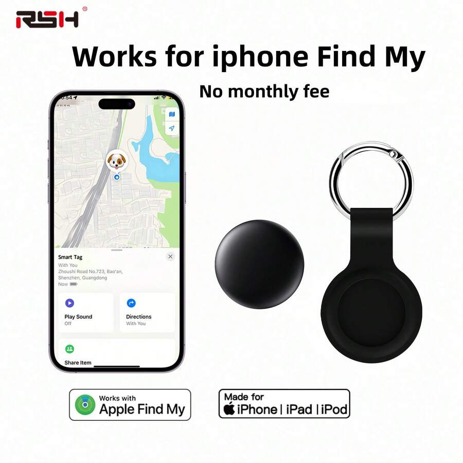 RSH For Air Tags Smart Locator-1PC, Mini Smart Tracker Works With Apple Find My (IOS Only), Precise Positioning Anti-Loss Device Smart Tag, Suitable For Luggage, Bags, Wallets And Suitcases Tracking,Protection Privacy,Replaceable Battery