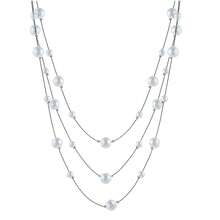 Kalung Manik-Manik Ungu-Merah Berlapis-lapis, Rantai Tulang Selangka Manik-Manik Tipis, Aksesori Leher Elegan Minimalis Mewah Ringan untuk Wanita - WXL043 Mutiara Berlapis-lapis - View 4