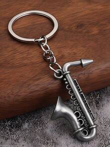 1pc Mini Saxophone Metal Keychain, Bohemian Style Musical Instrument Pendant | Music Theme Small Gift, Thoughtful For Father / Creative For Friends / Fun For Children, Dopamine Decor Gift - Multicolor - View 7