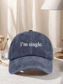 1件中性款「I'm Single」印花棒球帽 可調節設計 適合徒步登山、旅行與戶外活動 - 多色 - 查看 14
