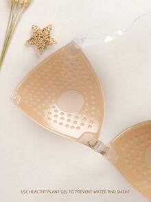 1pc Women's Invisible Adhesive Bra, Triangle Cup Front Clasp Push Up Bra, Backless Strapless Bra For Dresses, Tops & Party Outfits - Apricot - View 6
