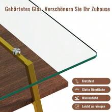 Coffee Table Made Of Tempered Glass, Rectangular Coffee Table, Metal Legs, Modern Living Room Table, H42.5/W98/D58 Cm - Blush+Gold - 查看 5