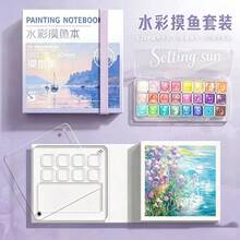 1 Set Mini Portable Acrylic Watercolor Paint Travel Painting Notebook, Compact & Delicate Painting Supply Kit - Portable For Outdoor Sketching, Perfect For Adult Painting - Multicolor - View 16