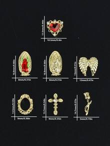 35pcs Mixed Color Nail Art Decorations, Including Virgin Mary, Cross, Heart And Angel Patterns, Suitable For DIY Nail Art And Decorating Women's Nails - Multicolor - View 3