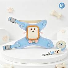 2Pcs/Set, Stylish & Eye-Catching: Blue Toast Harness & Fish Leash Set, Universal For Small To Medium Cats & Dogs, Breathable & Non-Choking, Sturdy & Portable, Top Choice For Daily Outdoors - Multicolor - View 9
