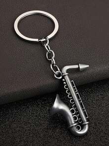 1pc Mini Saxophone Metal Keychain, Bohemian Style Musical Instrument Pendant | Music Theme Small Gift, Thoughtful For Father / Creative For Friends / Fun For Children, Dopamine Decor Gift - Multicolor - View 10