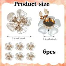 6pcs Pearl Sequin Button Covers, Decorative Cufflinks Buttons, Suitable For Women's Shirts DIY Sewing Floral Buttons, Wedding Autumn/Winter Outfit Accessories - White - View 11