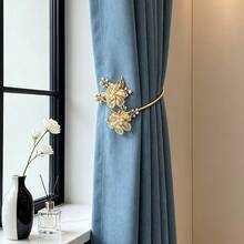 2pcs Luxury Pearl Floral Curtain Tiebacks, 3D Flower Bedroom Living Room Soft Decor Curtain Tie, Window Decoration - Alloy - View 7