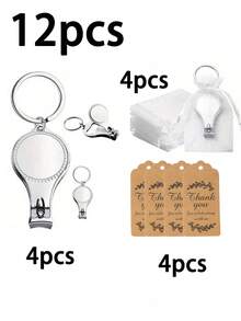 Bulk Nail Clipper Keychain, Multi-Function Nail Clipper Bottle Opener Key Ring, Includes Transparent Bag And Thank You Card Bridal Shower/Baptism Favor Gift Set - Multicolor - View 8