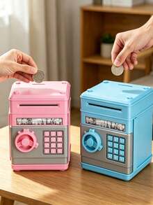 Pink Piggy Bank, Coin Storage Box, ATM Shaped Money Box, Unique Design, Mini Savings Box Gift, Fashionable Cash , Large Capacity Money Jar, Gift, Budget Wallet, Cash Drawer, Money Box, Coin Box, Financial Assistant, Cash Counter, Home Decor, Holiday, Summer Vacation, Party, Birthday Gift (Password Cannot Be Pressed To Input) - Multicolor - View 2