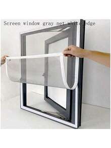 1 pieza Malla autoadhesiva para ventana, red invisible anti-insectos para uso doméstico en verano, fácil instalación, malla de fibra de vidrio gris para mosquitos y moscas - Ventana de malla gris con borde blanco - Ver 2