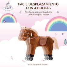 HOMCOM Caballito para Niños de +2 Años Caballo de Juguete con Ruedas Sonidos de Relincho Palos y Pedales Carga 60 kg 55x23x60 cm Marrón - marrón - Ver 2