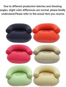 1/4pcs Portable Inflatable Single Person U-Shaped Sofa With Armrests And Backrest, Flocked PVC Material, Lightweight, All-Season Leisure Style, Unisex Adult Model, Suitable For Indoor, Garden, Beach, Camping, Picnic - Multiple Styles - View 11