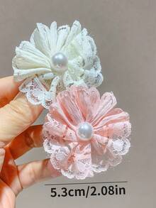 6pcs Multicolor Girls Fresh Texture Mesh Lace Hair Clips Printed Hair Accessories Pearl Embellished Hair Clips For Daily Or Party Wear - Multicolor - View 4