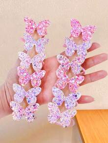 10/153pcs/Set Pink Rhinestone Flower Bow Hair Accessories Set - Suitable For Girls And Women, Daily Essential - Multicolor - View 9
