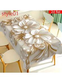 1pc 3D Embossed Floral Tablecloth, Modern Minimalist Nordic Style Home Decor, Rectangular Polyester Material, Washable & Reusable, Suitable For Daily Home, Dining Room, Living Room, Parties, Indoor/Outdoor Use - Multicolor - View 10