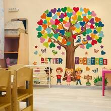 1/2/6 ark Back to School-väggdekaler för barnrumsdekoration, färgglatt hjärtträd, barnkammardekor, vinylklistermärken för klassrum, fönster- och dörrdekor - Multifärgad - Visa 2
