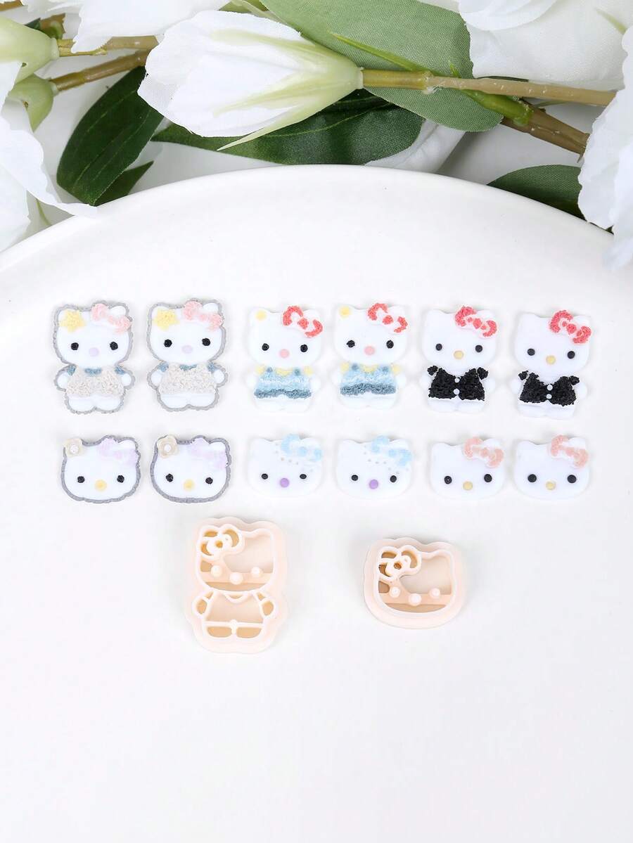 Sanrio Hello Kitty 黏土切模模具套組,Kitty 黏土切模,適用於珠寶製作、裝飾手工DIY套裝,可重複使用手工藝用品 - Clay Cutters - 查看 1