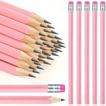 12pcs Macaron Pink Triangular Wooden Pencils With Soft Pink Eraser Head, Break-Resistant Graphite Lead, Smooth Writing, Non-Slip Barrel For Comfortable Grip, Ideal For Elementary Students Handwriting Practice, Daily Drawing, Minimalist Elegant Design, Bulk Stationery Set, Essential For Back To School And Office Writing - Rectangle - View 1