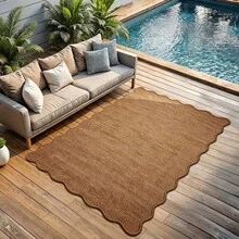 Alfombra de exterior tejida con textura moderna, estilo villa costera, tecnología anti-enrollamiento, reversible y lavable a máquina, adecuada para patio trasero, porche, villa costera, con decoración de ganso para porche - A - Ver 11