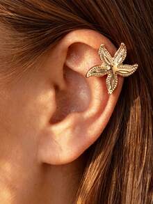 NAIZHU 4pcs European & American Minimalist Metal Sun Star Flower Mini Ear Clips Earrings For Women Daily Dating Party Accessories - Gold - View 4