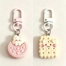 Cartoon Cute Snack Cookie Animal Pink Rabbit Keychain, Kindergarten Kids Pendant, Phone Charm, Simple Car Key Chain, Earphone Phone Charm Decoration Gift - Multicolor - View 10