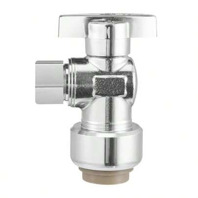 10 Pack Angle Stop Valve, Push-To-Connect Water Shut Off Valve 1/2" PTC X 3/8" OD Compression, 1/4 Turn  Plated Brass Shutoff Valves For Copper, CPVC, PE-RT, PEX Pipe-XY825462
