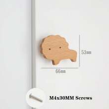 1pc Wooden Cartoon Animal Shaped Cabinet Door Handle, Children's Bedroom Decor Wardrobe Drawer Pull, Cartoon Turtle Animal Pull - Multicolor - View 23