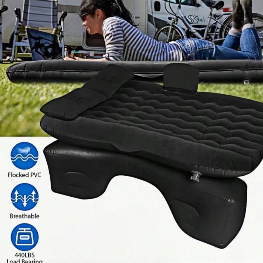 Home Rest Inflatable Mattress Set, Outdoor Camping Mattress, Yard Furniture, Thickened Flocked Fabric, Inflatable Design, Comes With Dedicated Pillow, Long-Distance Driving, Outdoor Camping, Nap Time Can Lie Flat And Rest. Space-Saving Storage, Fits Multiple Car Models, Outdoor Camping, Essential For Long-Distance Travel - Car Inflatable Mattress - View 1