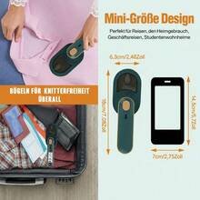 Tragbarer Mini-Dampfglätter für Kleidung, faltbares Reise-Design, leichtes Gehäuse mit 50 ml Wassertank, geeignet für Hemden, Blusen, Kleider und leichte Stoffe, Beige/Grün - WEISS - Übersicht 5